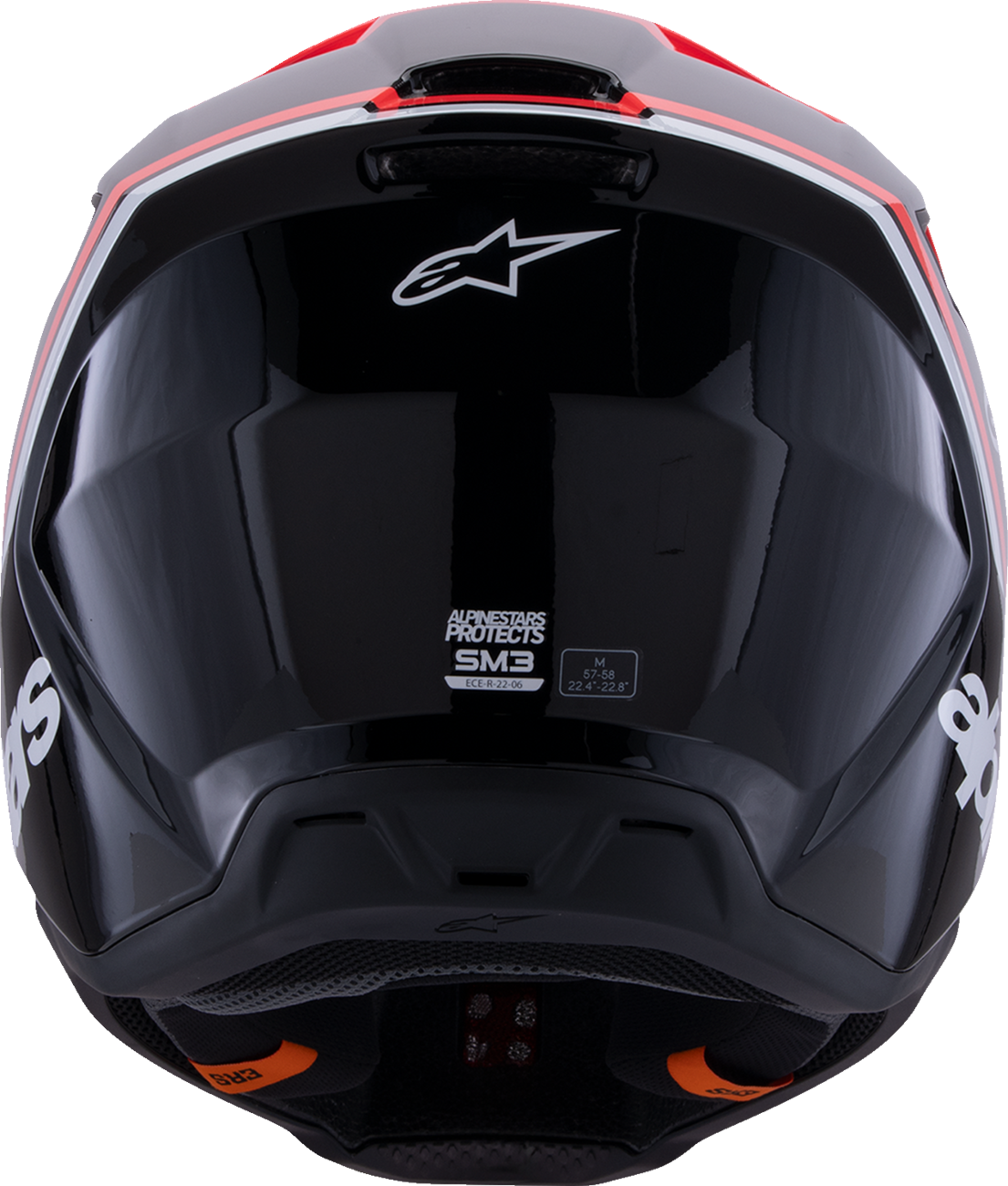 ALPINESTARS, Alpinestars SM3 Radium Helmet - Gloss Black/Red Fluo/White, Large