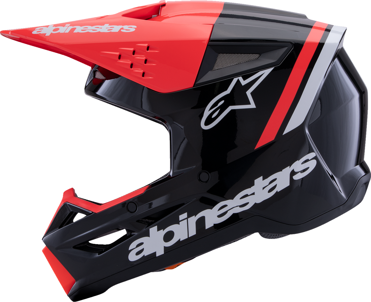 ALPINESTARS, Alpinestars SM3 Radium Helmet - Gloss Black/Red Fluo/White, Large