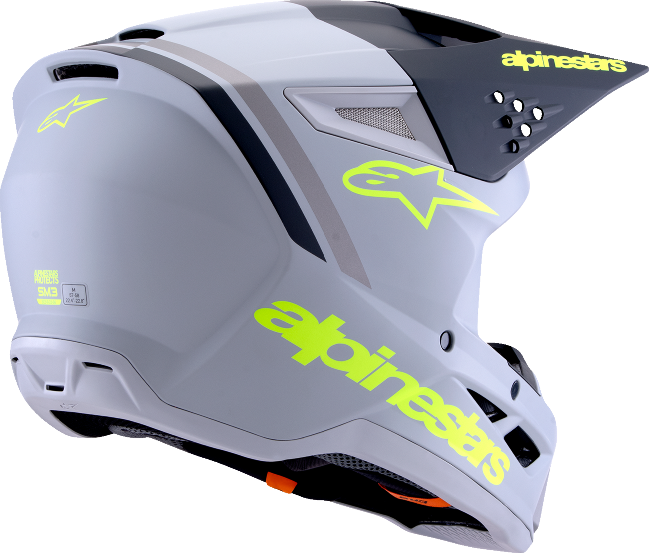 ALPINESTARS, Alpinestars SM3 Helmet Radium Matte Gray/Black/Yellow Fluo Large (Part No. 8300826-9510-L)