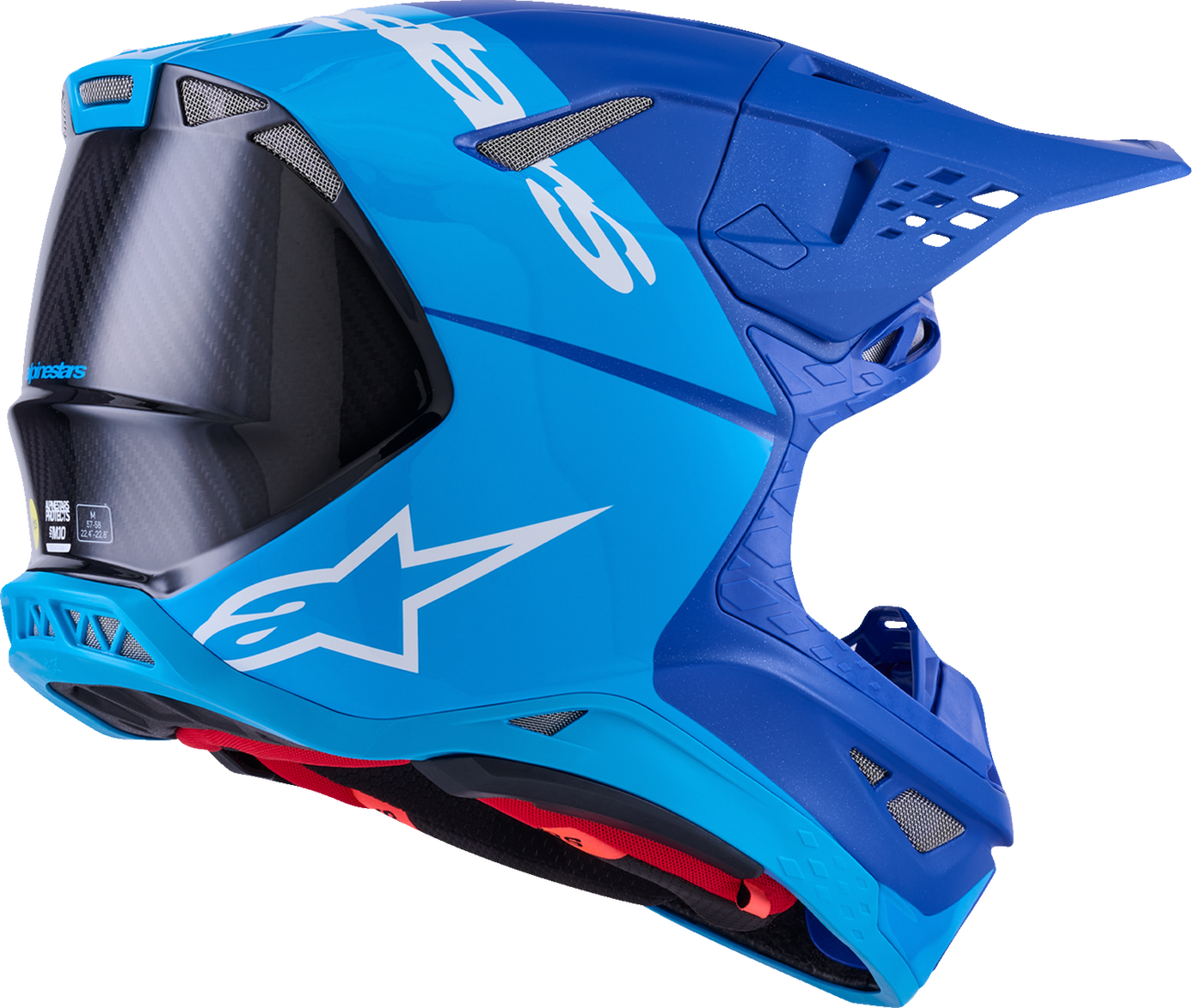 ALPINESTARS, Alpinestars Supertech M10 Helmet - Flood Blue/Black Carbon, Small (Part No. 8301023-7282-S)