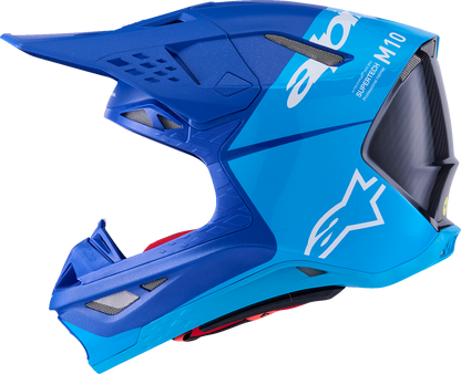 ALPINESTARS, Alpinestars Supertech M10 Helmet - Flood Blue/Black Carbon, Small (Part No. 8301023-7282-S)