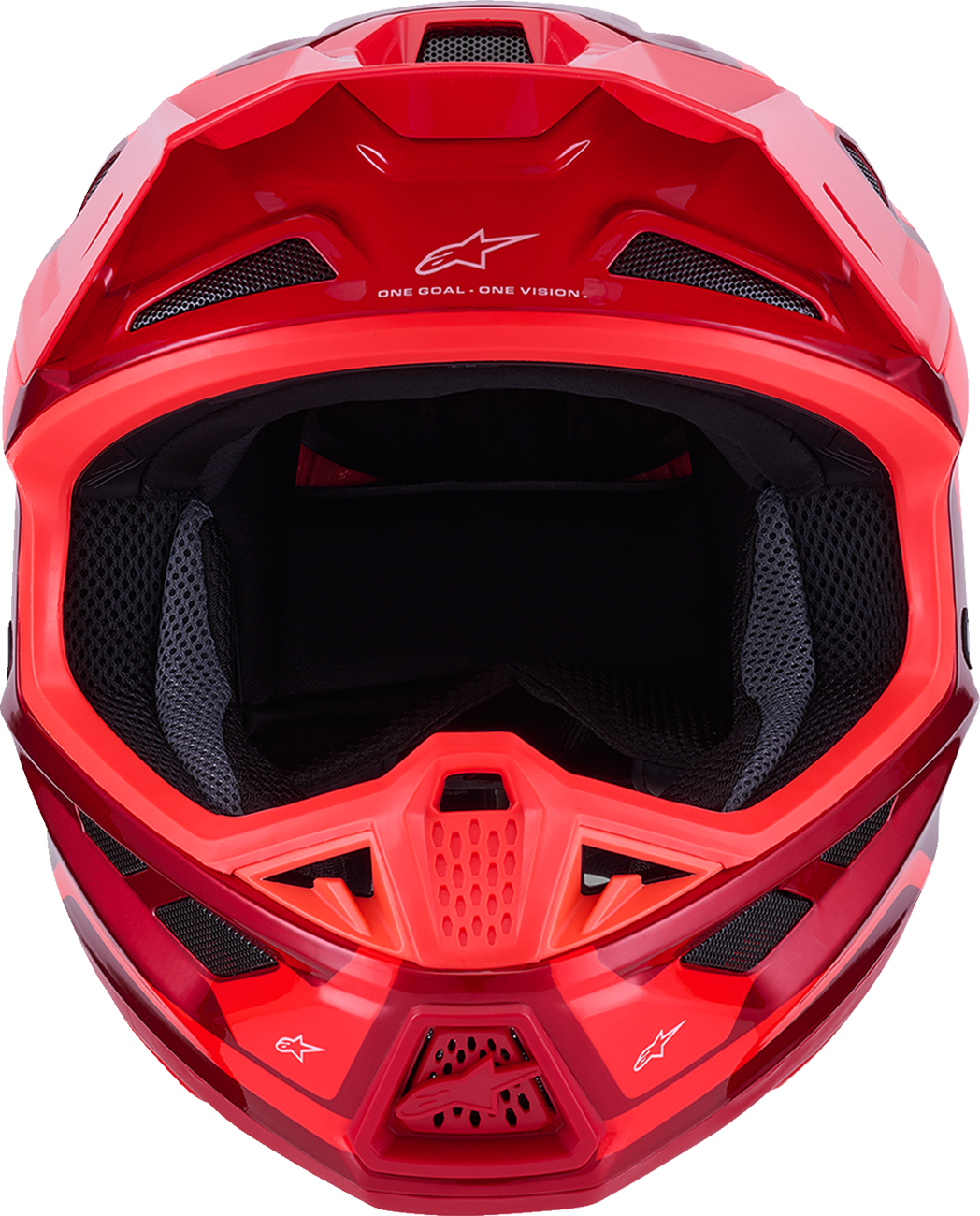 Alpinestars SM7 helmet in core gloss red with 2XL size, featuring advanced off-road racing helmet design and superior ventilation.