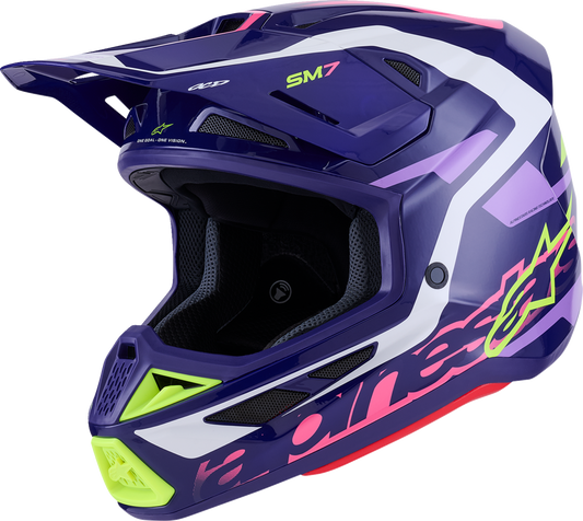 ALPINESTARS, Alpinestars SM7 Helmet - Deed Gloss Purple/Pink Large - Enhanced Impact Protection and Ventilation