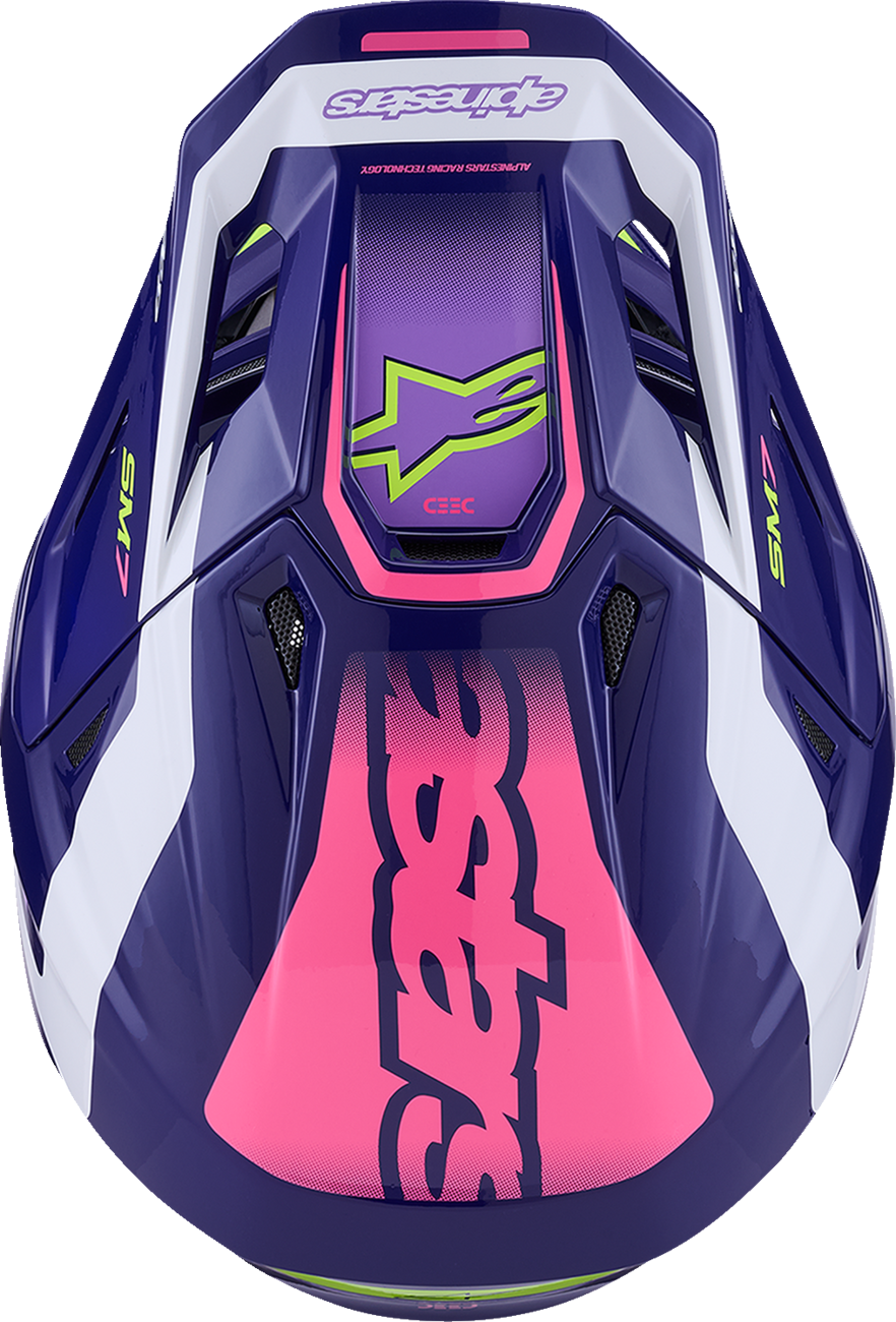 ALPINESTARS, Alpinestars SM7 Helmet - Deed Gloss Purple/Pink Large - Enhanced Impact Protection and Ventilation