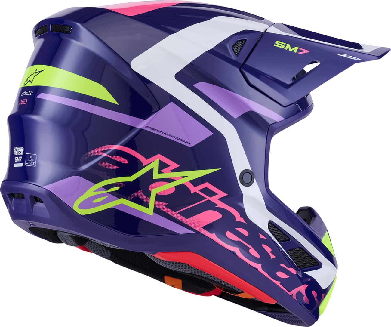 ALPINESTARS, Alpinestars SM7 Helmet - Deed Gloss Purple/Pink Large - Enhanced Impact Protection and Ventilation