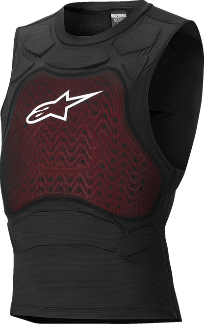 Alpinestars Bionic Plasma LT vest in black and white, large size, designed for motorcycle safety and protection.