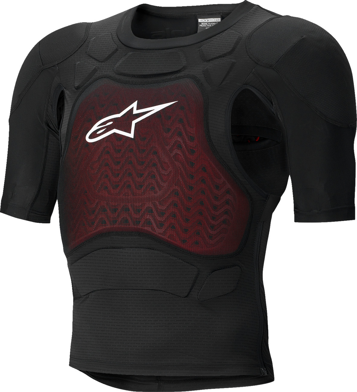 Alpinestars Bionic Plasma LT short-sleeve motorcycle jacket in black and white, size large, with protective design and branding.
