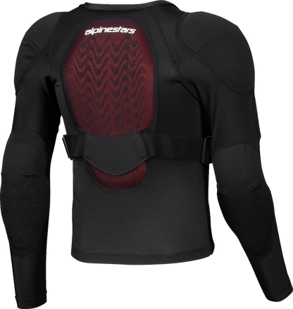 Alpinestars Youth Bionic Plasma LT motorcycle jacket in black and white, size large, with protective armor details visible.