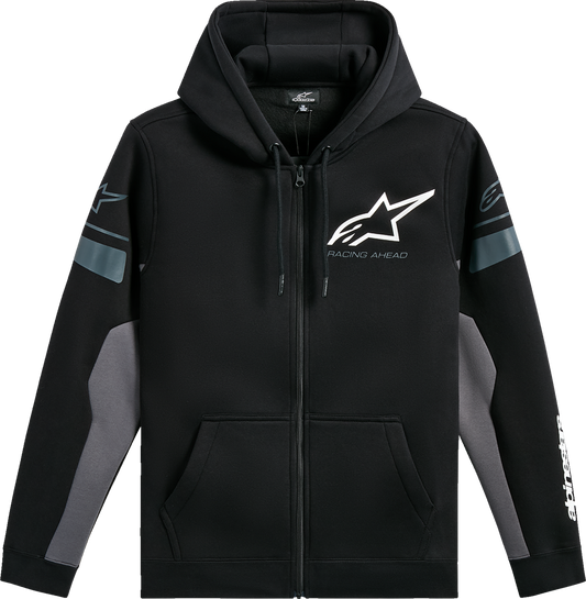 Alpinestars Esemex Zip Hoodie 2XL in black and charcoal with gradation fade print and HD logo on the front.