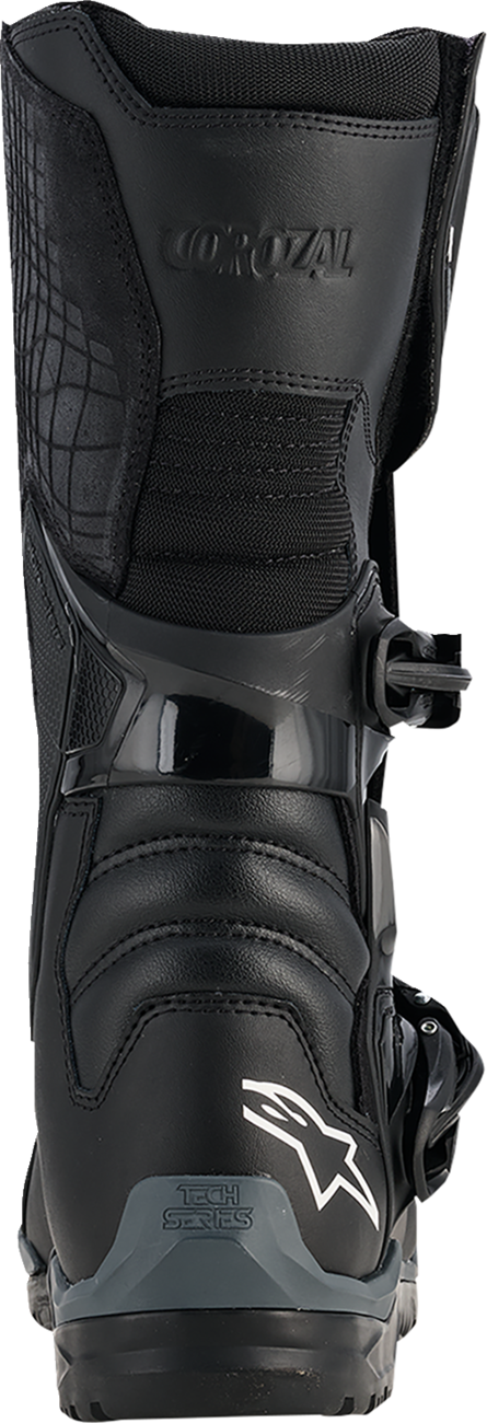 Alpinestars Corozal Adventure Drystar® motorcycle boots in black, US size 8, with rugged design and protective features.