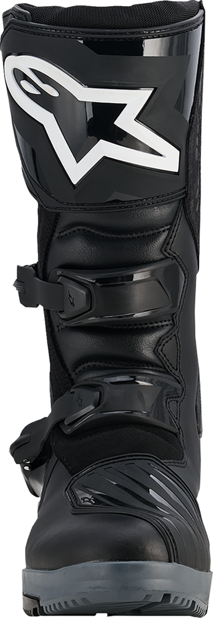 Alpinestars Corozal Adventure Drystar boots in black, US size 13, showing durable leather and protective design features.