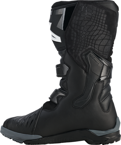 Alpinestars Corozal Adventure Drystar motorcycle boots in black with reinforced ankle protection and rugged sole, US size 11.