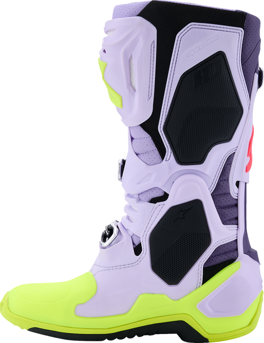 ALPINESTARS, Alpinestars Tech 10 Supervented Boots - Purple/Fluorescent Yellow/Diva Pink, US 11 / EU 45.5