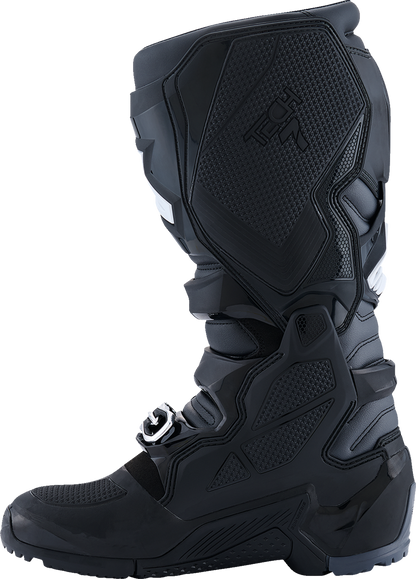Alpinestars Tech 7 Enduro motorcycle boots in black, anthracite, and white with US size 7, featuring protective design and durable materials.