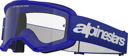 Alpinestars GOGGLES Vision 3 Wordmark Blue with clear lens showing blue frame and clear protective lens for motocross riding.