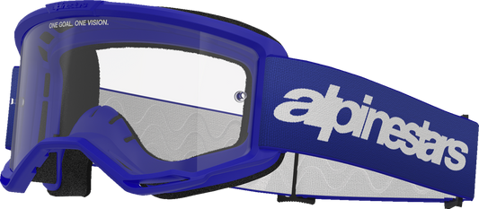 Alpinestars GOGGLES Vision 3 Wordmark Blue with clear lens showing blue frame and clear protective lens for motocross riding.