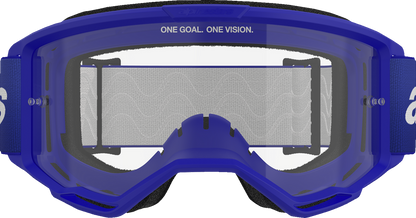 Alpinestars GOGGLES Vision 3 Wordmark Blue with clear lens, motorcycle goggles with adjustable strap and tinted blue frame