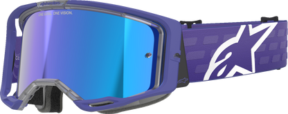 ALPINESTARS GOGGLES, Alpinestars GOGGLES Vision 8 Goggle – Purple Frame with Blue Mirror Lens, Part 5101625-3116