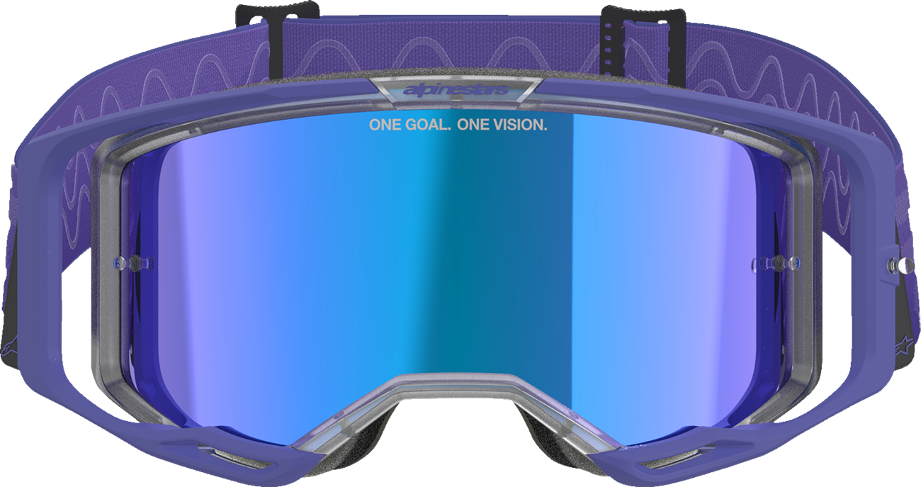 ALPINESTARS GOGGLES, Alpinestars GOGGLES Vision 8 Goggle – Purple Frame with Blue Mirror Lens, Part 5101625-3116