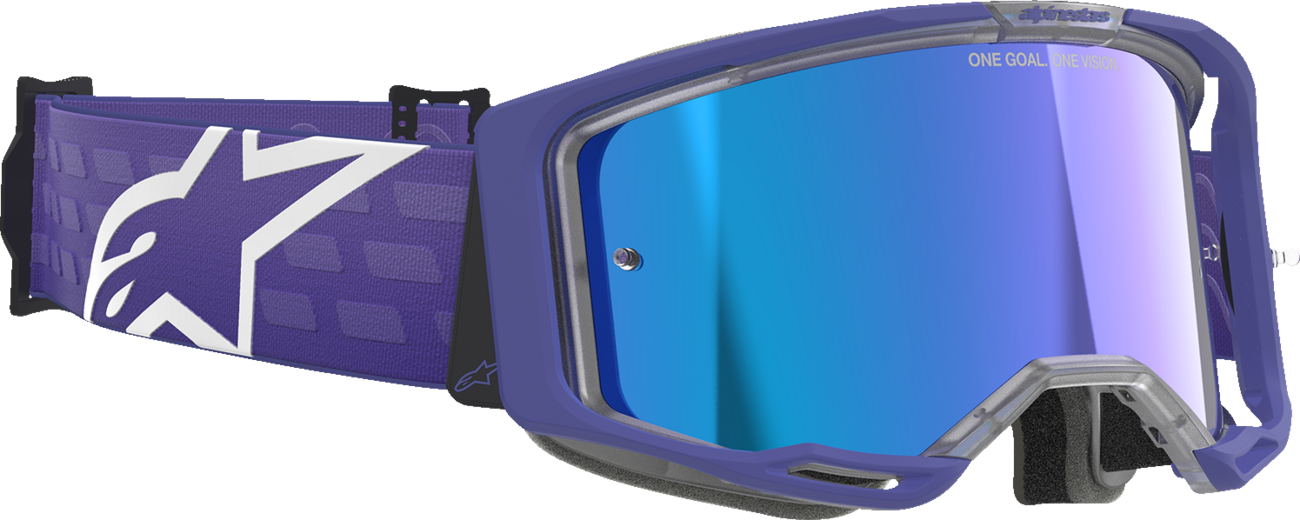 ALPINESTARS GOGGLES, Alpinestars GOGGLES Vision 8 Goggle – Purple Frame with Blue Mirror Lens, Part 5101625-3116