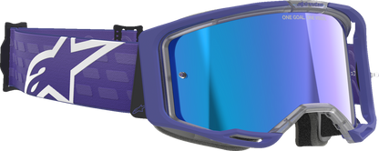 ALPINESTARS GOGGLES, Alpinestars GOGGLES Vision 8 Goggle – Purple Frame with Blue Mirror Lens, Part 5101625-3116