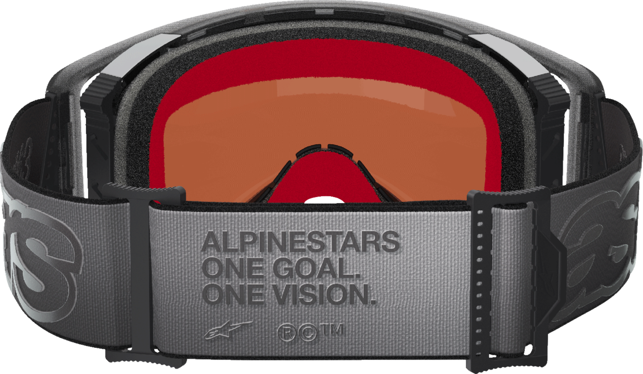 Alpinestars Supertech Vision Goggle with black frame and gold mirror lens, designed for motorcycle racing and high-performance riding.
