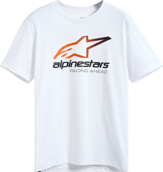Alpinestars Aligned CSF T-Shirt in white, XL size, featuring the Alpinestars logo and casual fit, front view.