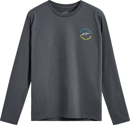 Alpinestars True Long-Sleeve CSF T-Shirt in charcoal, size XL, featuring the Alpinestars logo and lightweight fabric.