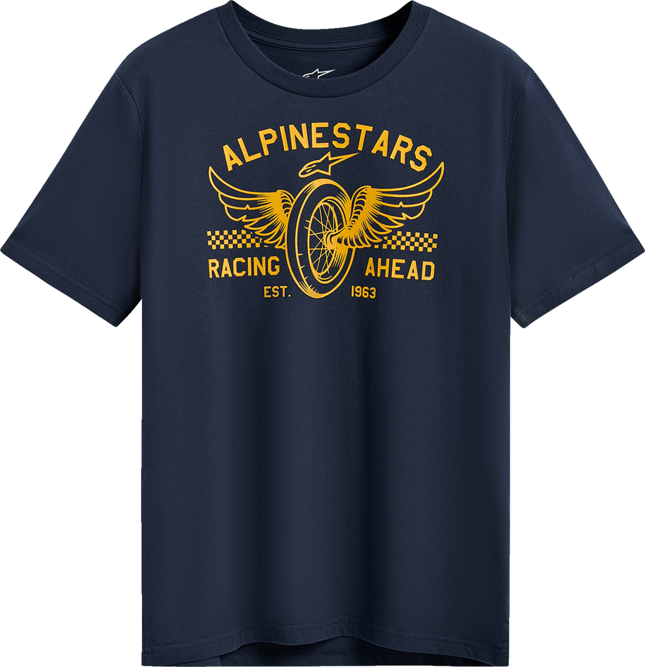 Alpinestars Heritage Patch CSF T-Shirt in navy, large size, featuring a vintage-inspired patch design on front.