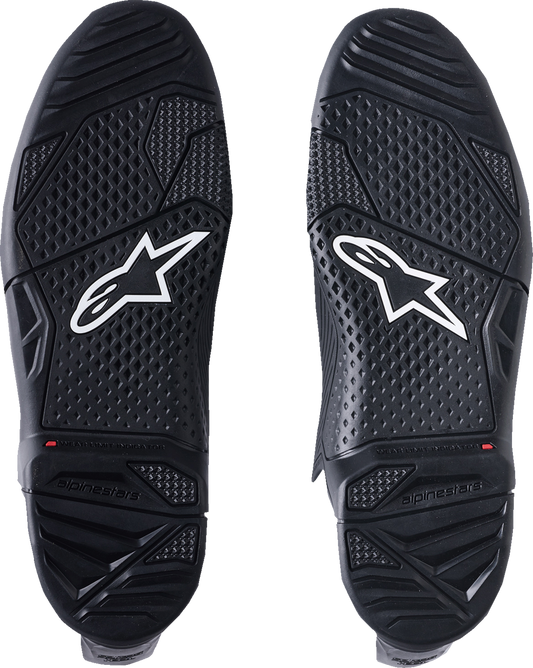 Alpinestars Tech 7 motorcycle boot replacement sole in black, US size 8, showing the durable sole design and tread pattern.