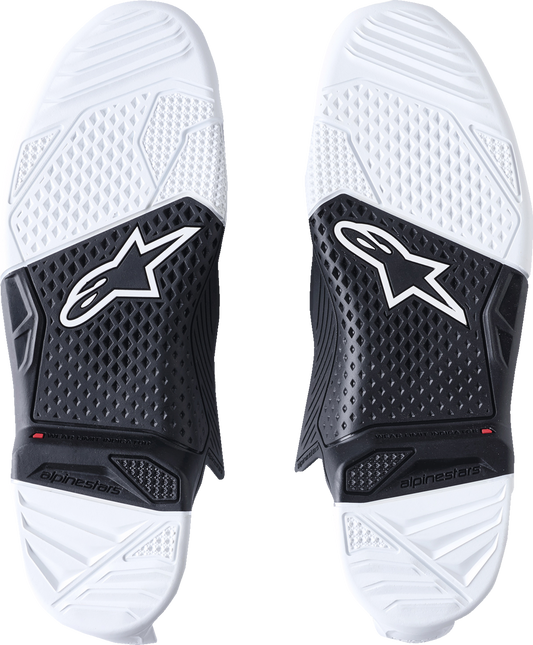 Alpinestars Tech 7 replacement sole in black and white for US size 11 motocross boots, part number 25SUT725-21-11.