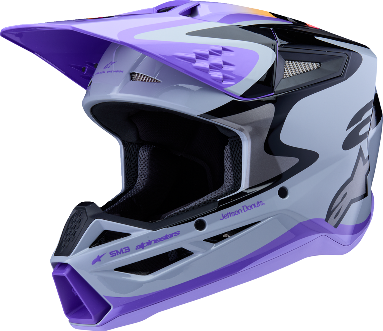ALPINESTARS, Alpinestars Youth SM3 Helmet Jettson Gloss Black/Gray/Purple Small (Part #8303226-9277-YS)