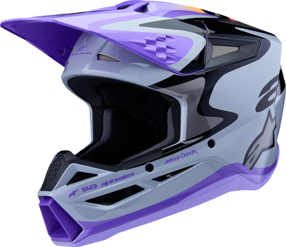 ALPINESTARS, Alpinestars Youth SM3 Helmet Jettson Gloss Black/Gray/Purple Small (Part #8303226-9277-YS)