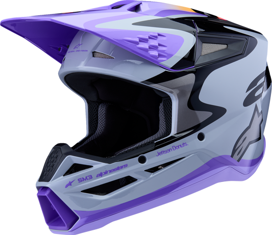 ALPINESTARS, Alpinestars Youth SM3 Helmet Jettson Gloss Black/Gray/Purple Small (Part #8303226-9277-YS)