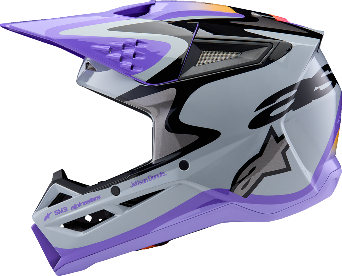ALPINESTARS, Alpinestars Youth SM3 Helmet Jettson Gloss Black/Gray/Purple Small (Part #8303226-9277-YS)