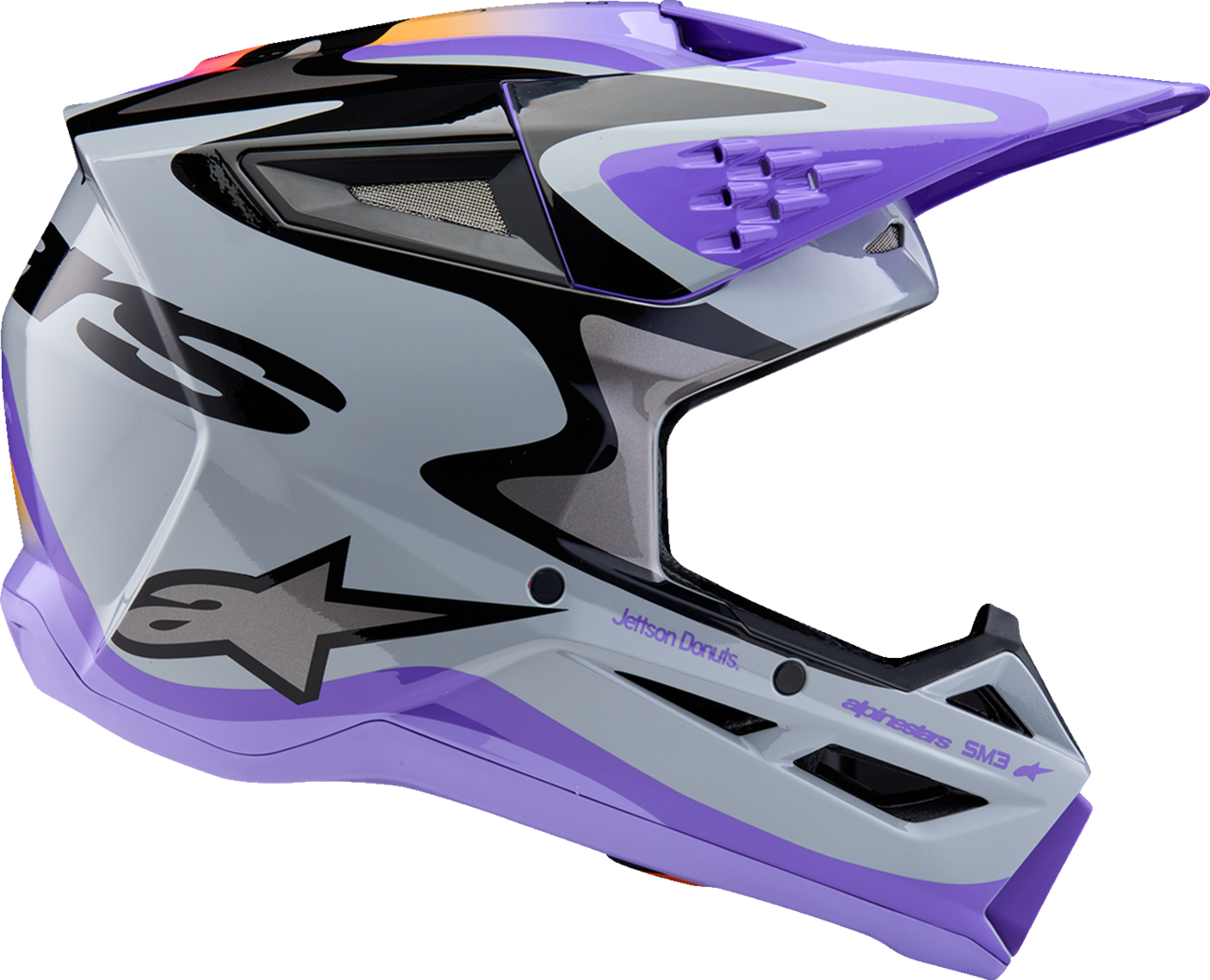 ALPINESTARS, Alpinestars Youth SM3 Helmet Jettson Gloss Black/Gray/Purple Small (Part #8303226-9277-YS)