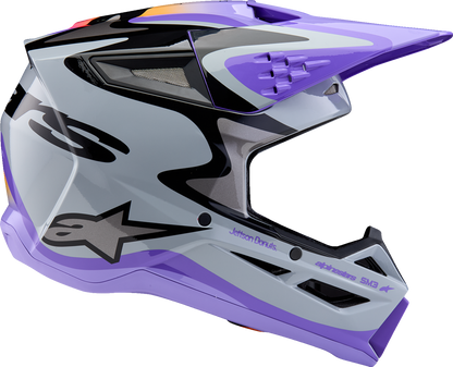 ALPINESTARS, Alpinestars Youth SM3 Helmet Jettson Gloss Black/Gray/Purple Small (Part #8303226-9277-YS)