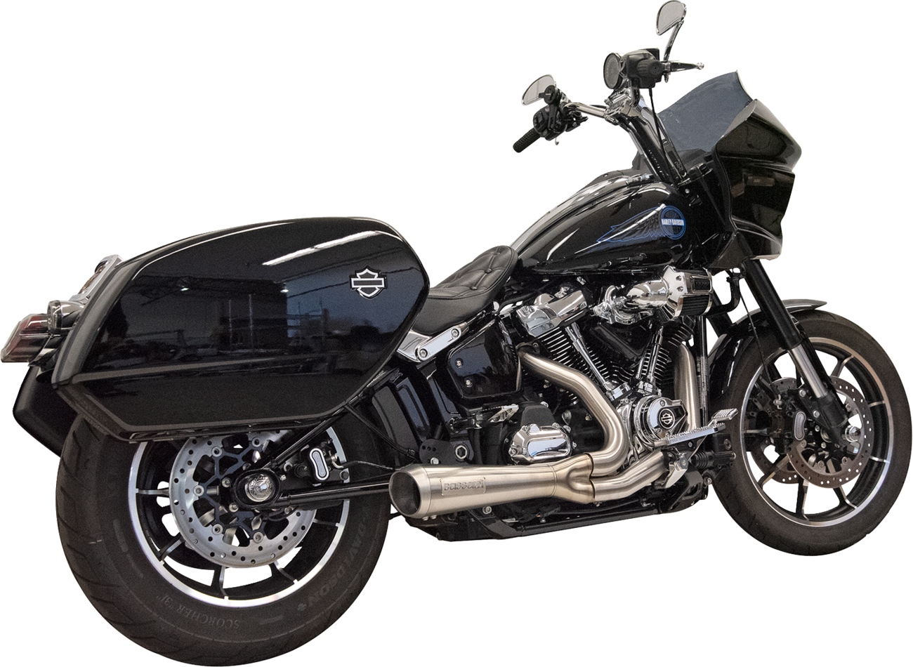 Bassani Xhaust 2-into-1 Ripper exhaust system with megaphone muffler for M8 Softail, stainless steel, 49-state compliant.
