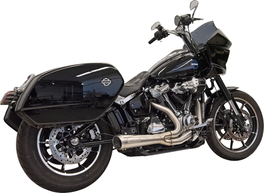 Bassani Xhaust 2-into-1 Ripper exhaust system with megaphone muffler for M8 Softail, stainless steel, 49-state compliant.