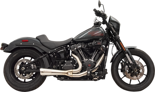Chrome Bassani Xhaust 1S75 Ripper 2-into-1 Softail exhaust system with megaphone muffler for M8 Softail motorcycle.