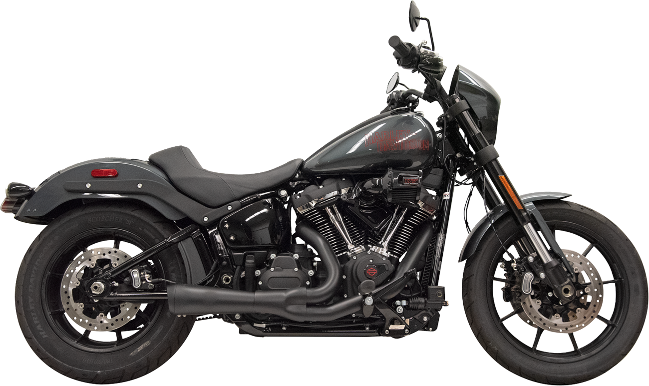 Bassani Xhaust Ripper 2-into-1 exhaust system with megaphone muffler for M8 Softail, black finish, high-performance motorcycle exhaust