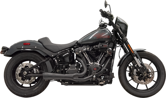 Bassani Xhaust Ripper 2-into-1 exhaust system with megaphone muffler for M8 Softail, black finish, high-performance motorcycle exhaust