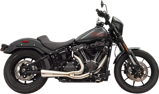 BASSANI XHAUST 2-into-1 Ripper exhaust system with megaphone muffler for M8 Softail, short stainless steel design.