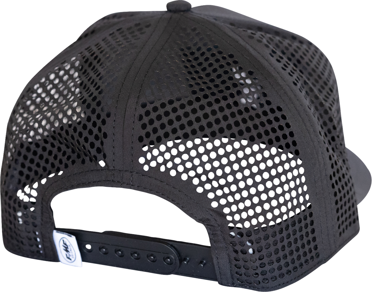 FMF Speed Hat in black with front patch and woven label, casual outdoor headwear by FMF.
