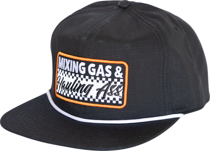 Black FMF Primo Ripstop hat with a curved brim and embroidered logo, made from durable ripstop fabric.