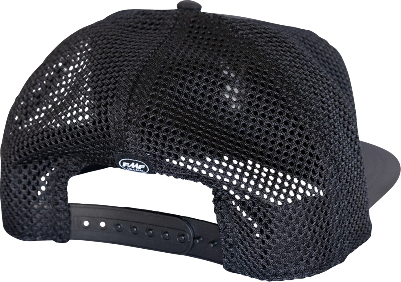 FMF Powerhouse black hat with embroidered logo, casual style, adjustable strap, and classic fit.