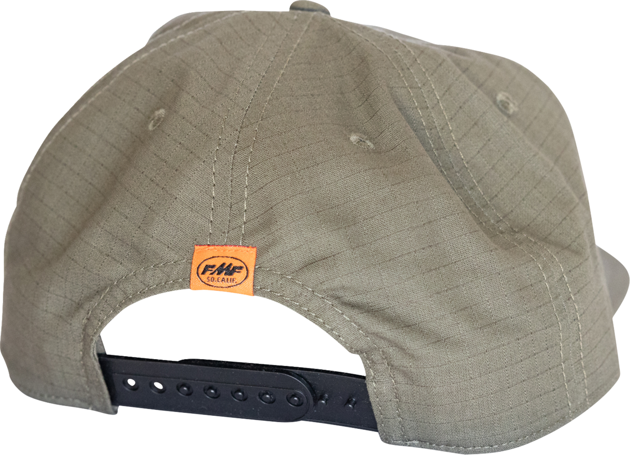 FMF Primo Ripstop hat in olive with rope trim and woven FMF label, featuring a casual, durable design for outdoor wear.