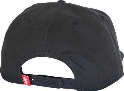 Black FMF Retro Racer hat with curved brim and embroidered FMF logo, stylish headwear for casual or motocross-inspired outfits.