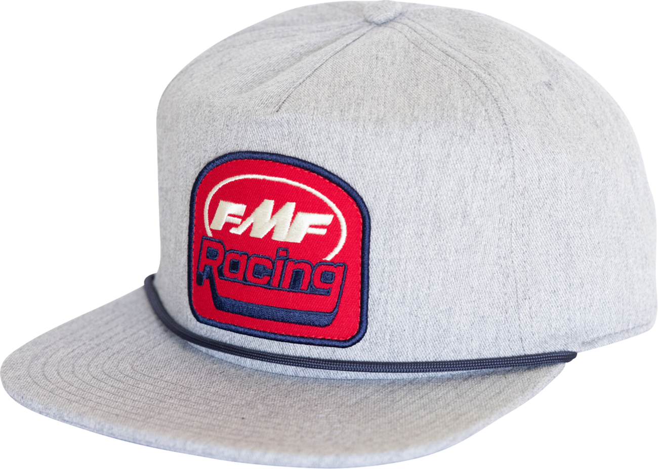 FMF Retro Racer Hat in Heather Gray with embroidered logo, classic baseball cap style, stylish and comfortable men's headwear.