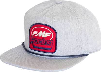 FMF Retro Racer Hat in Heather Gray with embroidered logo, classic baseball cap style, stylish and comfortable men's headwear.